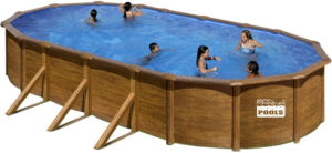 Piscina ovalada de acero Mauritius, 5 x 3 x 1,32 m, acabado efecto madera - Imagen 3