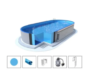 Piscina enterrada ovalada Ibiza (4,16 x 10 x 1,50 m) – kit completo con filtro de arena