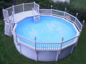 Kit de plataforma de resina Vinylworks de 5' x 13,5' para piscina elevada, con escaleras - Imagen 3
