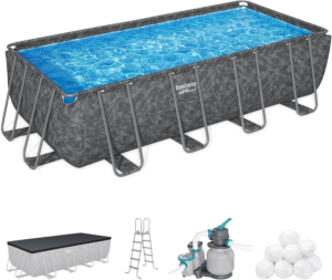 Set de piscina rectangular elevada Bestway APX 365 de 52 pulgadas