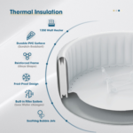 Jacuzzi inflable cuadrado mejorado Relxtime Proseries para 6 personas – Spa portátil de 73 x 73 pulgadas con kit profesional de 15 piezas y diseño reforzado en color gris para una experiencia superior - Imagen 5