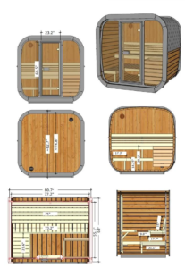 Sauna tipo cubo para exteriores SaunaLife modelo CL5G para 4 personas - Imagen 7