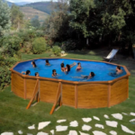 Piscina de acero ovalada GRE Pacific con acabado efecto madera – Dimensiones - Imagen 2