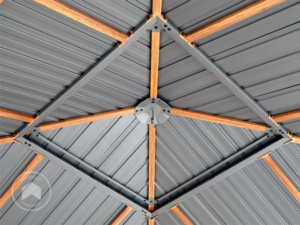 Cenador Premium de Aluminio Color Bronce con Techo Hardtop y Luz LED Cálida | Purple Leaf 3 × 4.25 m con 24 bombillas - Imagen 5
