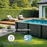 Piscina elevada de composite gris rectangular 2.8x1.75x0.91 m con depuradora de arena y escalera de obra gre - Imagen 2